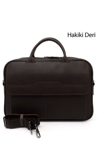 Unisex Kahve Antik Hakiki Deri Notebook Ve Evrak Çantası