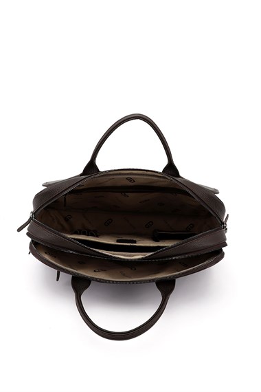 Unisex Kahve Antik Hakiki Deri Notebook Ve Evrak Çantası