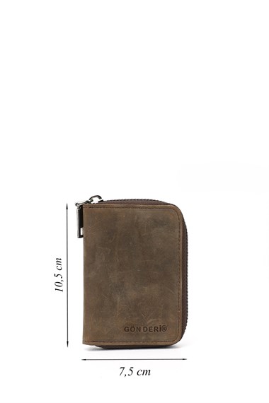 Unisex Coffee Crazy Genuine Leather Vertical Card Holder