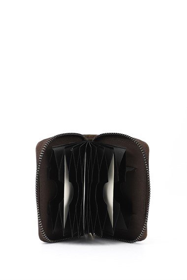 Unisex Coffee Crazy Genuine Leather Vertical Card Holder