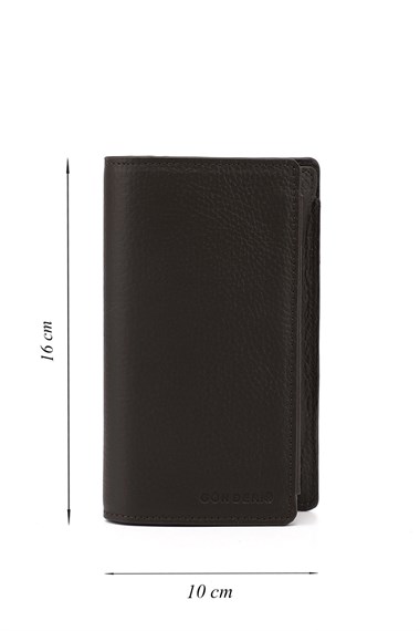 Unisex Kahve Floter Hakiki Deri Dikey Cüzdan