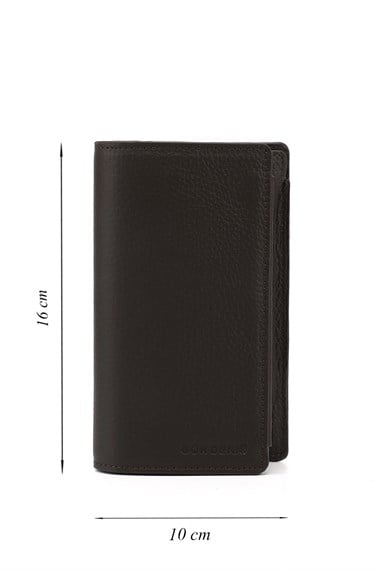Unisex Coffee Floater Genuine Leather Vertical Wallet