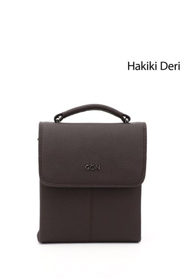 Unisex Kahverengi Uzun Askılı Hakiki Deri El ve Omuz Çantası