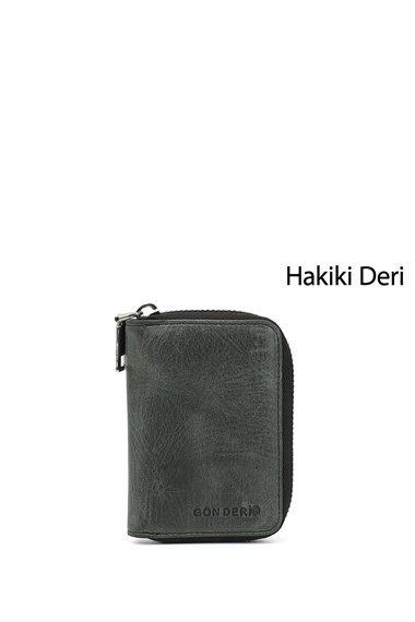 Unisex Black Crazy Genuine Leather Vertical Cardholder