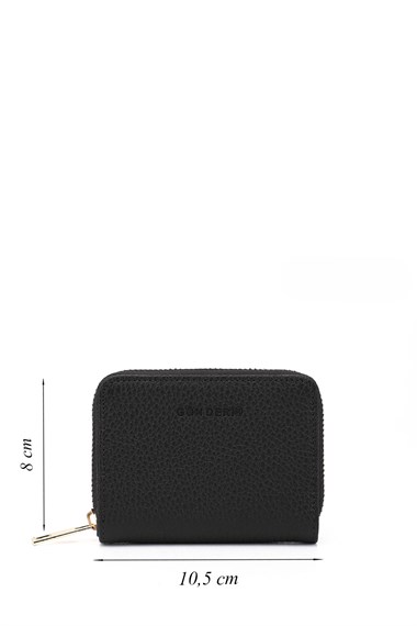 Unisex Black Floter Genuine Leather Vertical Wallet