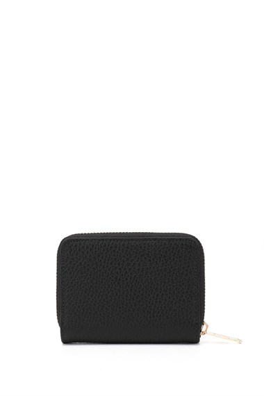 Unisex Black Floter Genuine Leather Vertical Wallet