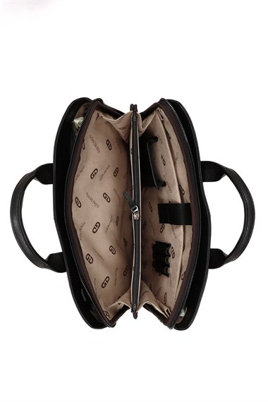 Unisex Siyah Hakiki Deri Notebook Ve Evrak Çantası