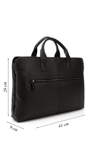 Unisex Siyah Hakiki Deri Notebook Ve Evrak Çantası