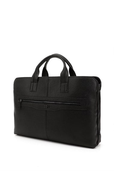 Unisex Siyah Hakiki Deri Notebook Ve Evrak Çantası
