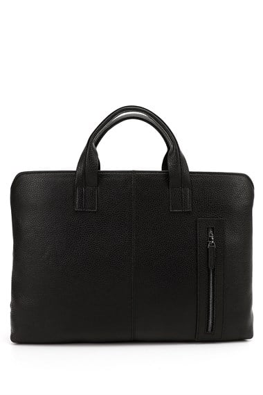 Unisex Siyah Hakiki Deri Notebook Ve Evrak Çantası