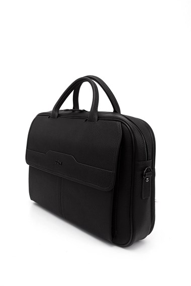 Unisex Siyah Hakiki Deri Notebook Ve Evrak Çantası