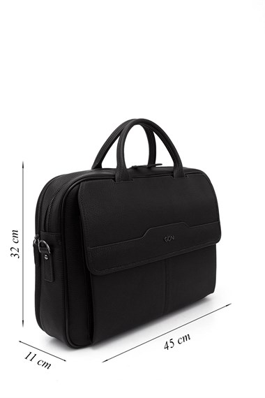 Unisex Siyah Hakiki Deri Notebook Ve Evrak Çantası