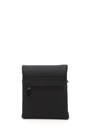 Unisex Siyah Uzun Askılı Hakiki Deri Evrak Omuz Çantası