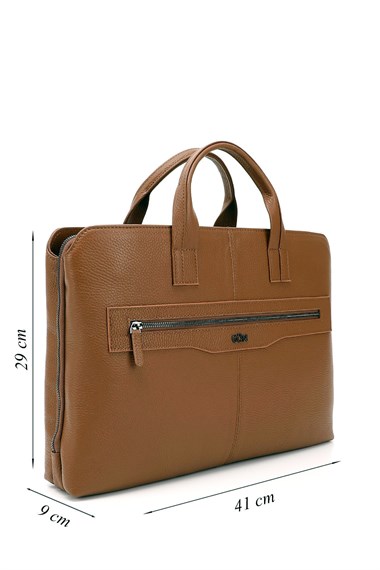 Unisex Taba Antik Hakiki Deri Notebook Ve Evrak Çantası