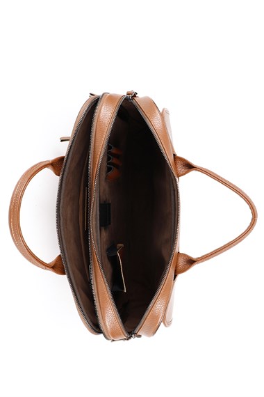 Unisex Taba Antik Hakiki Deri Notebook Ve Evrak Çantası