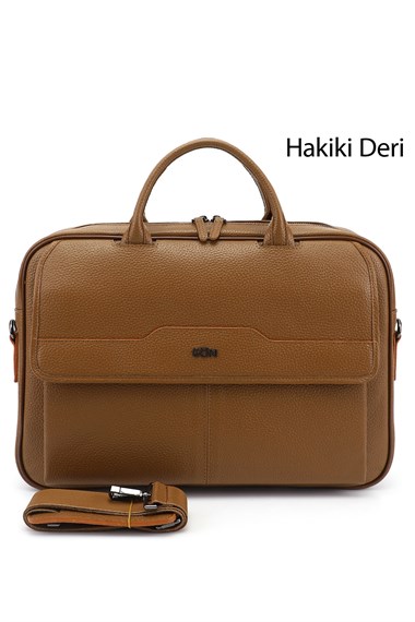 Unisex Taba Antik Hakiki Deri Notebook Ve Evrak Çantası