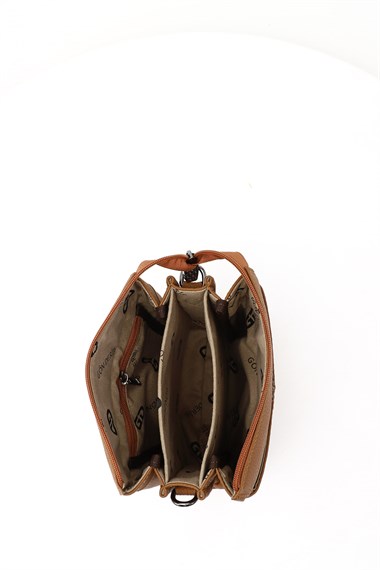 Unisex Taba Uzun Askılı Hakiki Deri Evrak Omuz Çantası