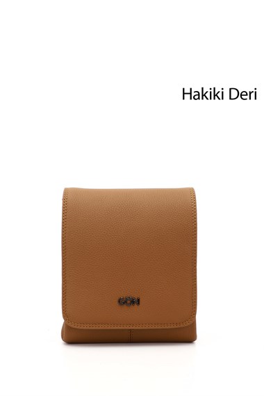 Unisex Taba Uzun Askılı Hakiki Deri Evrak Omuz Çantası