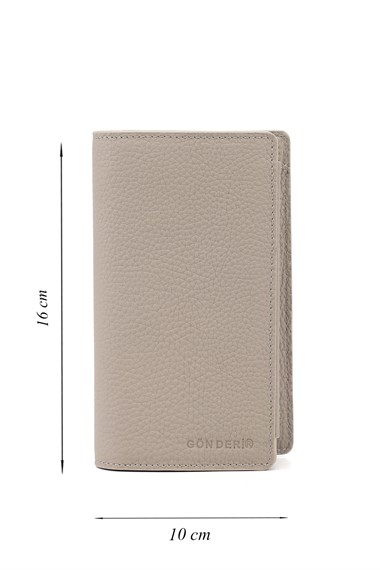 Unisex Vizon Floter Hakiki Deri Dikey Cüzdan