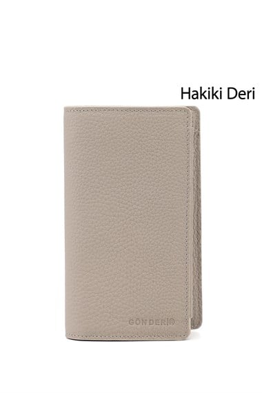 Unisex Vizon Floter Hakiki Deri Dikey Cüzdan
