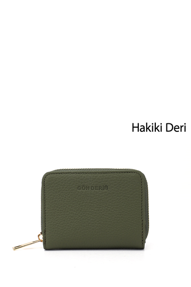 Unisex Yeşil Floter Hakiki Deri Dikey Cüzdan