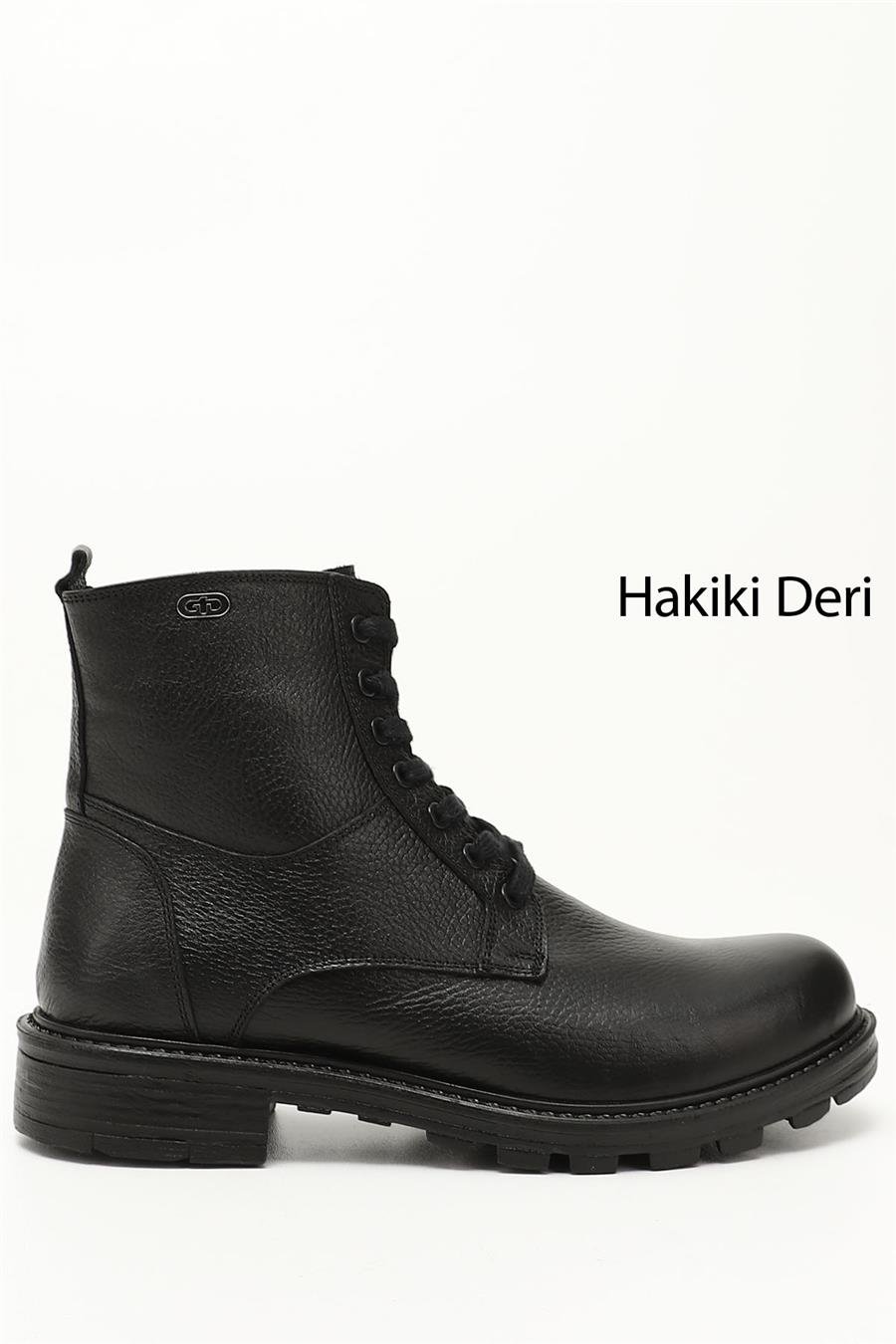 Men's Black Zippered Genuine Leather Combat Boots Men's Black Zippered Genuine Leather Combat Boots