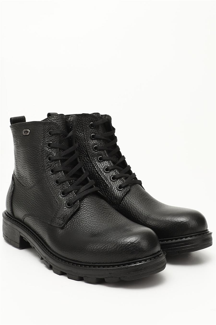 Men's Black Zippered Genuine Leather Combat Boots Men's Black Zippered Genuine Leather Combat Boots