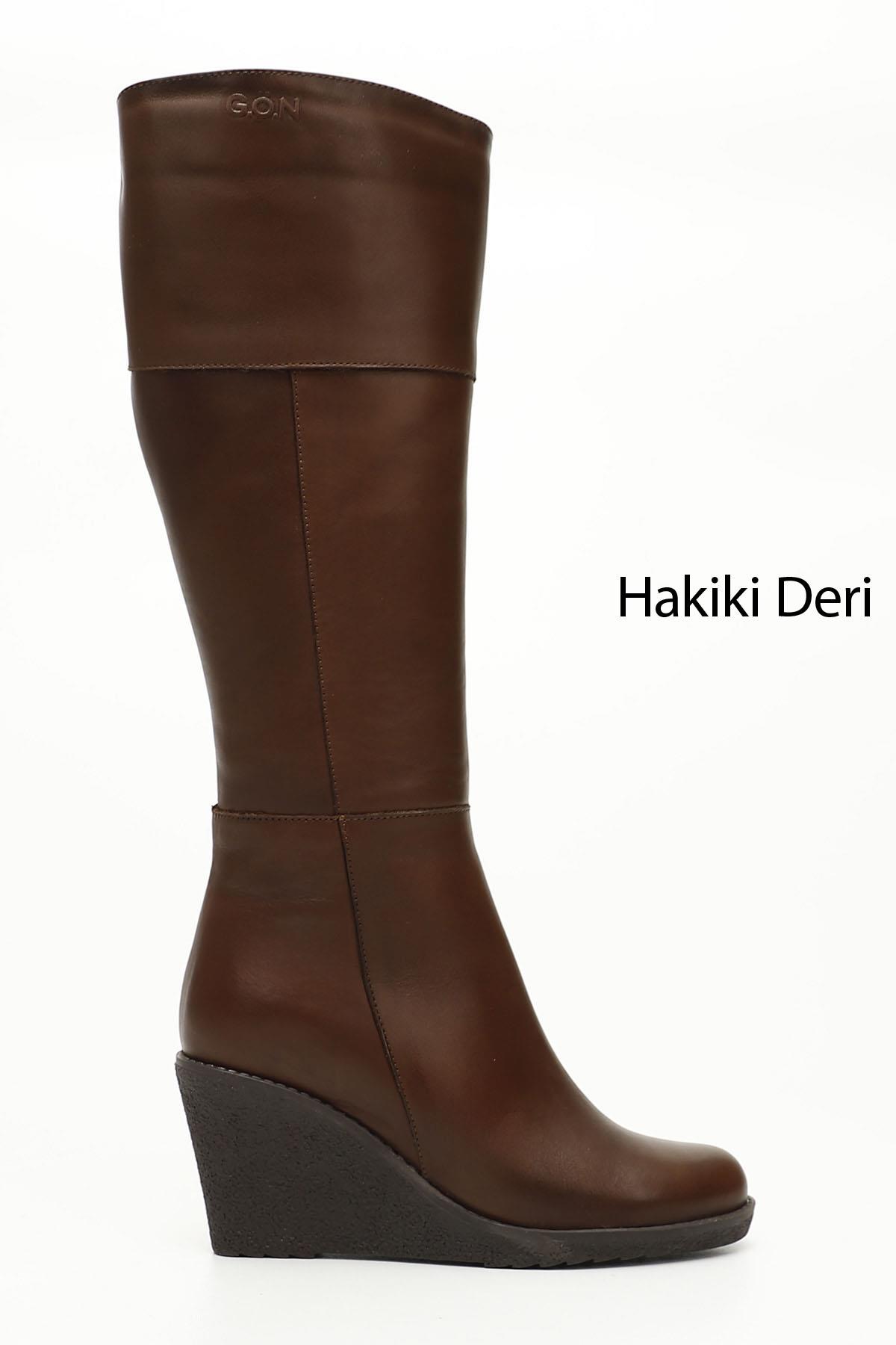Kadın Kahve Antik Fermuarlı Dolgu Topuklu Hakiki Deri Çizme Kadın Kahve Antik Fermuarlı Dolgu Topuklu Hakiki Deri Çizme