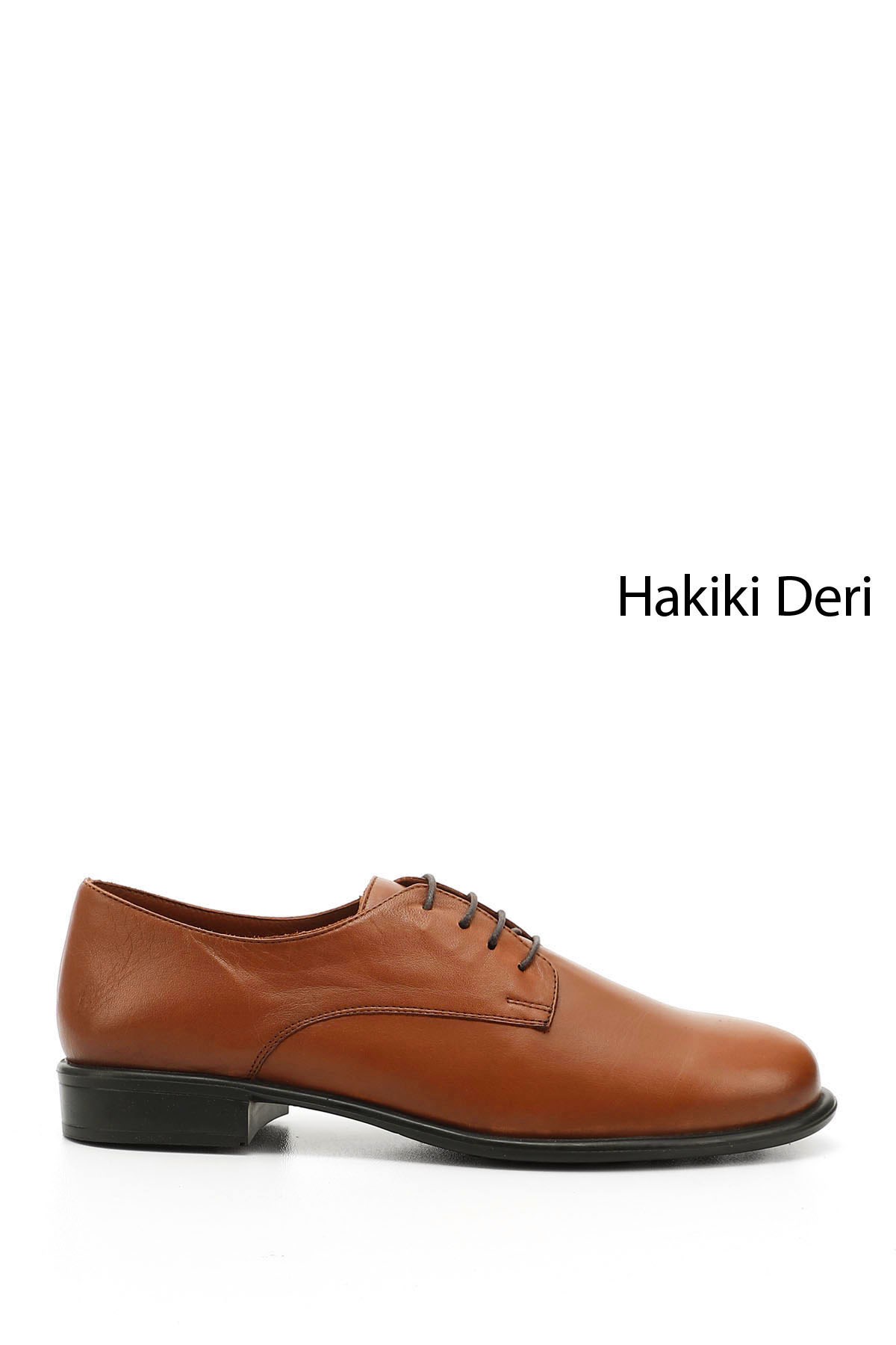 Kadın Taba Antik Bağcıklı Hakiki Deri Oxford Ayakkabı - Gön Deri