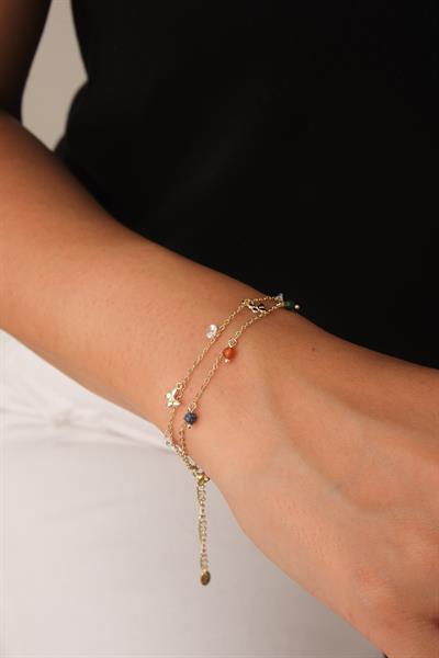 Çift Zincirli Taşlı Bileklik