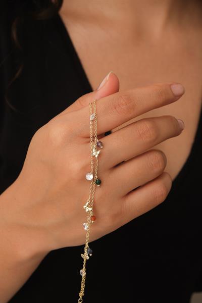 Çift Zincirli Taşlı Bileklik