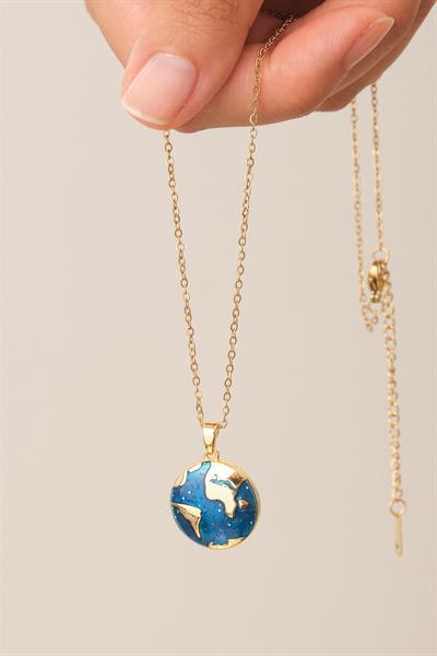Dünya Motifli Kolye
