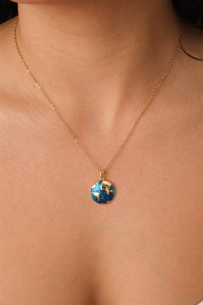 Dünya Motifli Kolye