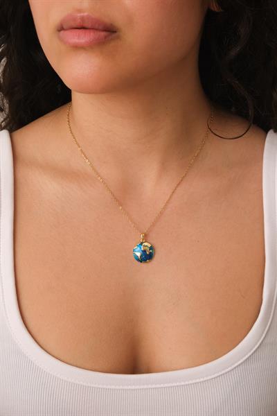 Dünya Motifli Kolye