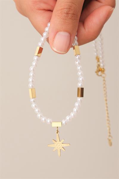 İncili Yıldız Kolye