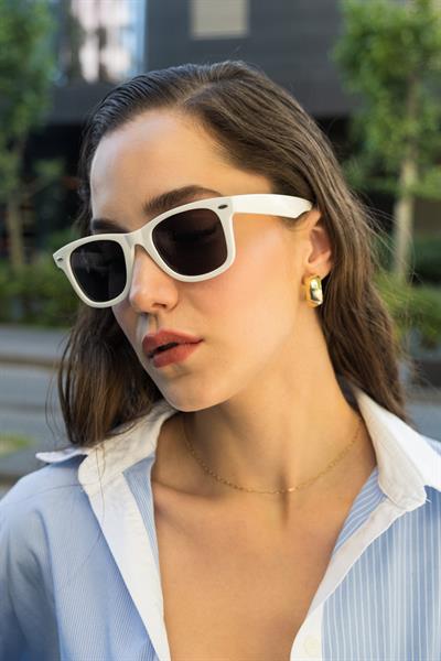 MV01007-1 Beyaz Wayfarer Unisex Güneş Gözlüğü