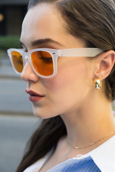 MV01007-2 Turuncu Cam Wayfarer Unisex Güneş Gözlüğü