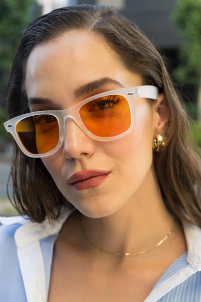 MV01007-2 Turuncu Cam Wayfarer Unisex Güneş Gözlüğü