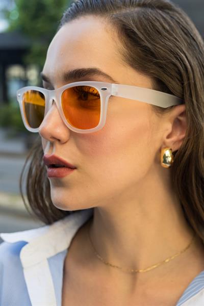 MV01007-2 Turuncu Cam Wayfarer Unisex Güneş Gözlüğü