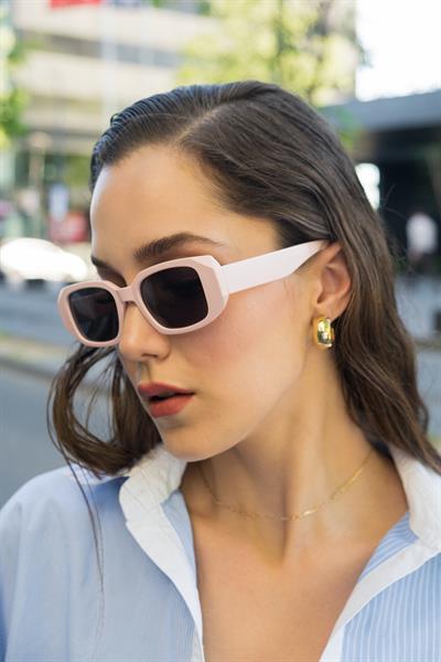 MV19806-2 Geometrik Tasarım Pembe Kadın Güneş Gözlüğü