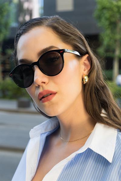 MV24081-2 Kırmızı Detaylı Oval Unisex Güneş Gözlüğü