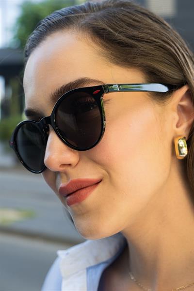 MV24081-2 Kırmızı Detaylı Oval Unisex Güneş Gözlüğü