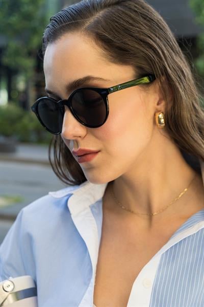 MV24081-3 Mavi Detaylı Oval Unisex Güneş Gözlüğü