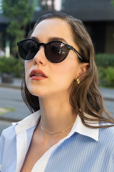 MV24081-3 Mavi Detaylı Oval Unisex Güneş Gözlüğü