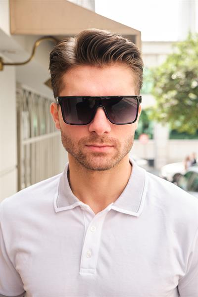 MV2037 Blok Cam Siyah Erkek Güneş Gözlüğü