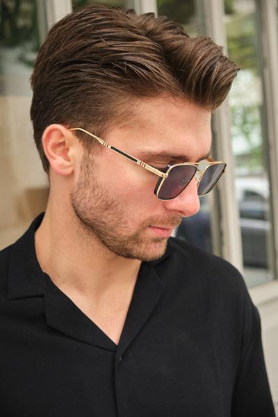 MV02019 Gold Çerçeve Siyah Erkek Güneş Gözlüğü