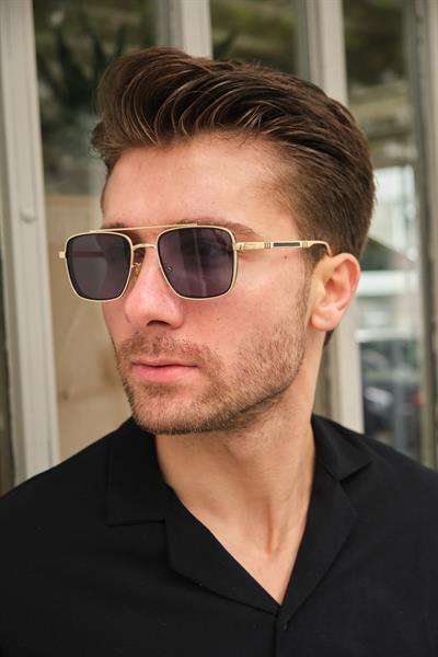 MV02019 Gold Çerçeve Siyah Erkek Güneş Gözlüğü