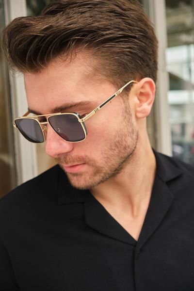 MV02019 Gold Çerçeve Siyah Erkek Güneş Gözlüğü