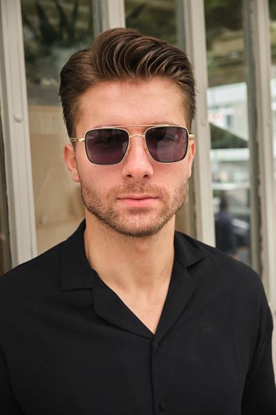 MV02019 Gold Çerçeve Siyah Erkek Güneş Gözlüğü