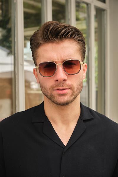 MV2023-1 Gold Detay Kahverengi Erkek Güneş Gözlüğü